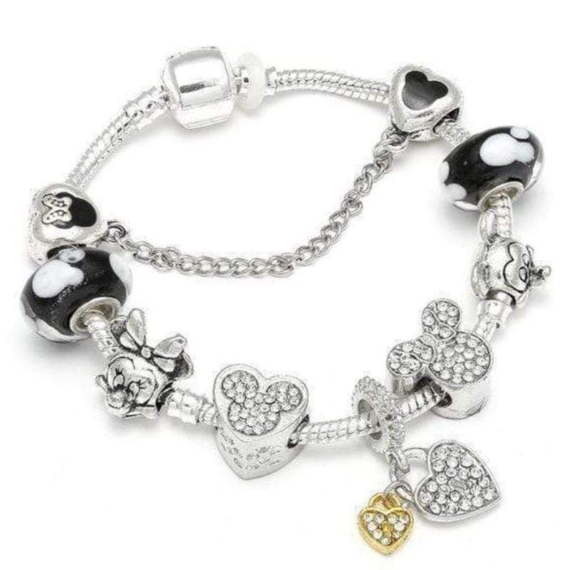 Childrens Charm Bracelet Charm Unique Leather Bracelets Silver/Black 18cm 