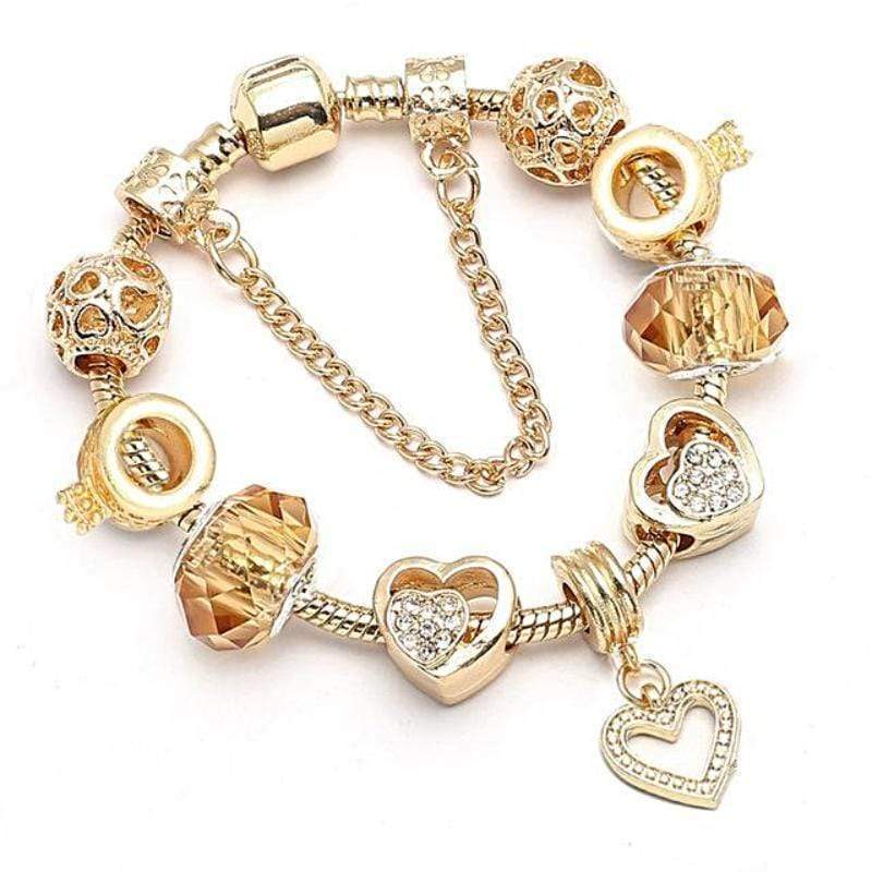 Golden Pan Charm Bracelets Charm Unique Leather Bracelets Gold/Butterscotch 17cm 