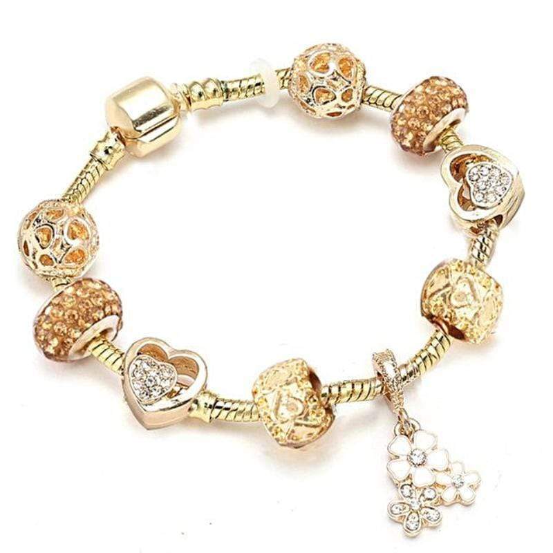 Golden Pan Charm Bracelets Charm Unique Leather Bracelets Gold/Tuscan Sun 17cm 
