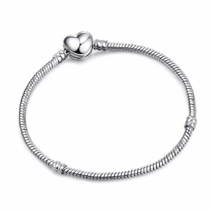 Shimmering Chain Bracelet Charm Unique Leather Bracelets Rhodium 17cm 