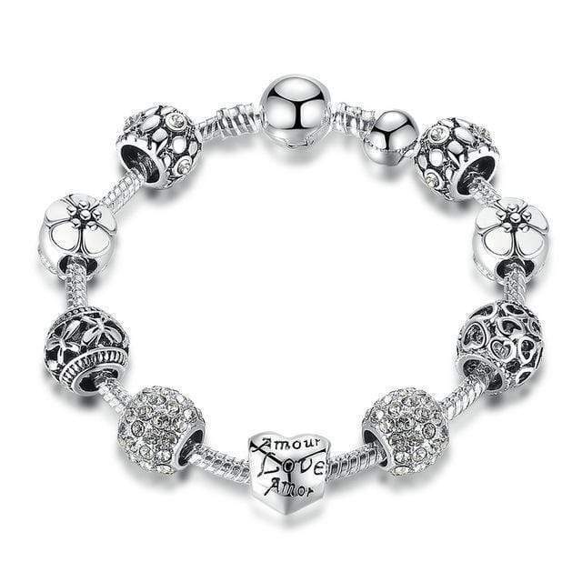 Silver Charm Bracelet Charm Unique Leather Bracelets Silver 20cm 