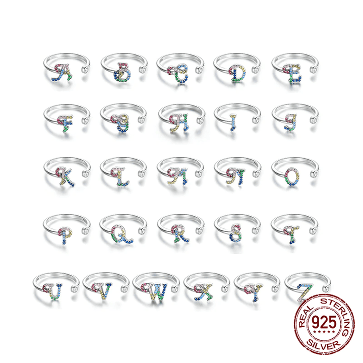 Letter Ring Stackable Adjustable Size Rings Unique Leather Bracelets   