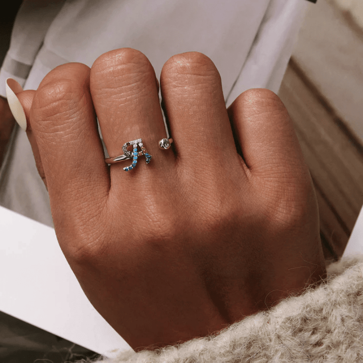 Letter Ring Stackable Adjustable Size Rings Unique Leather Bracelets   