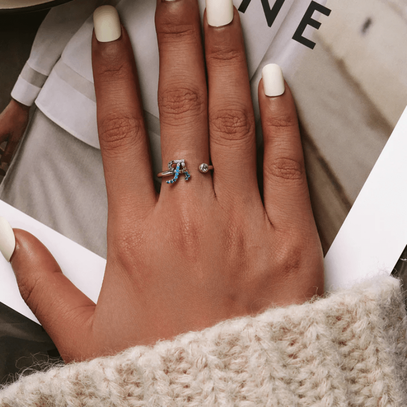 Letter Ring Stackable Adjustable Size bracelet by Unique Leather Bracelets