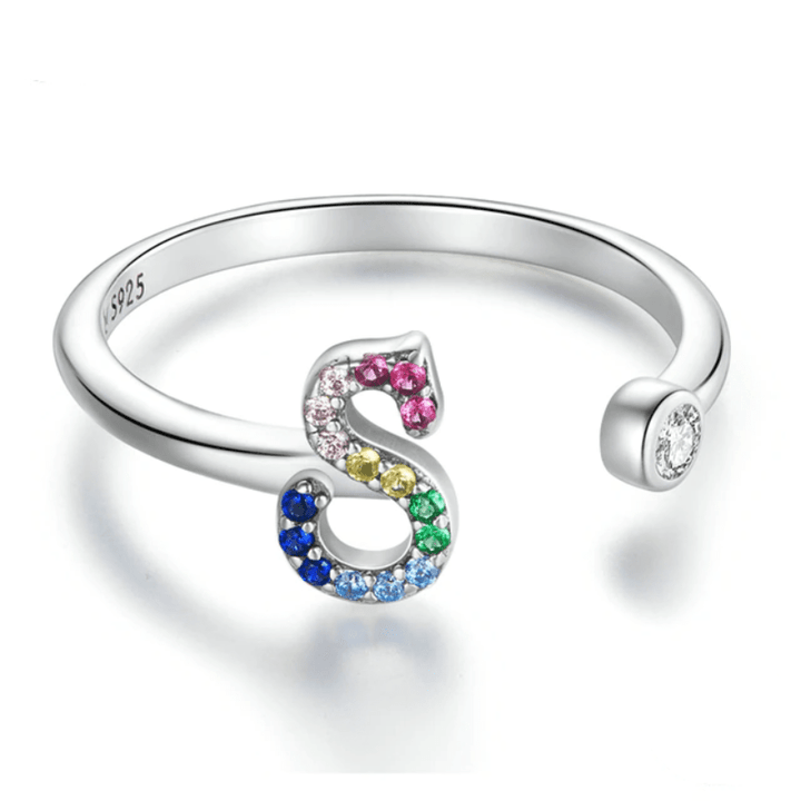 Letter Ring Stackable Adjustable Size bracelet by Unique Leather Bracelets