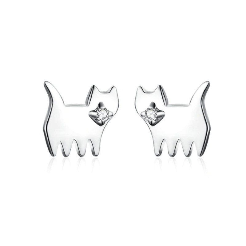 Silver Cat And Dog Stud Earrings bracelet by Unique Leather Bracelets