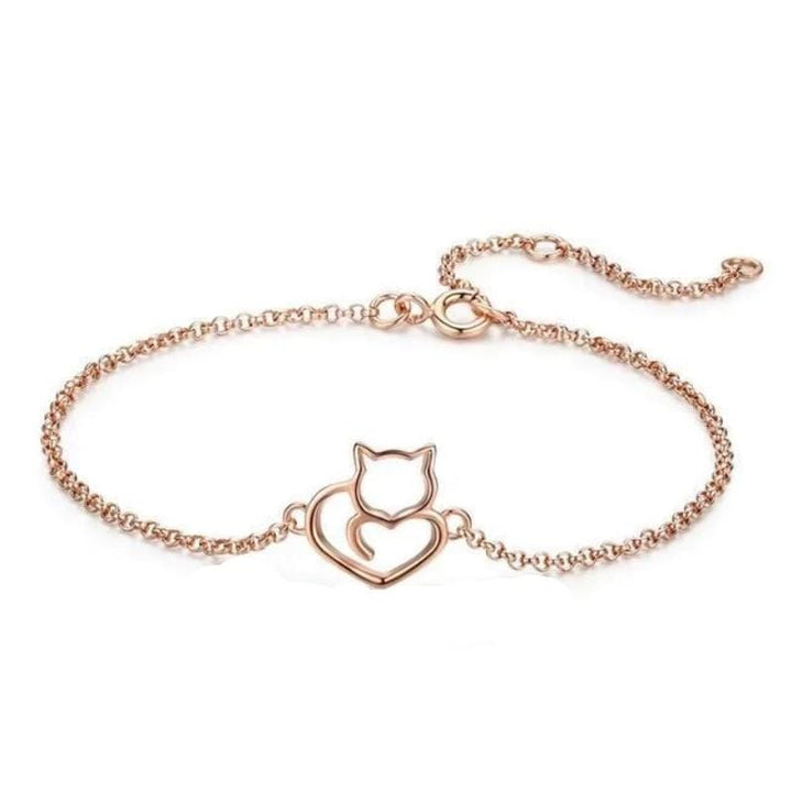 Cats Love Heart Bracelet Tennis Unique Leather Bracelets Rose Gold  