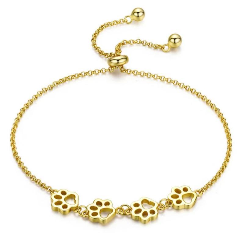Classic Animal Paw Print Bracelets Tennis Unique Leather Bracelets Gold Adjustable 