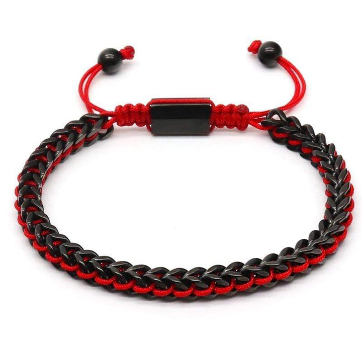 The Camille Hand Woven Womens Bracelets Beaded Unique Leather Bracelets 18cm Black/Red 