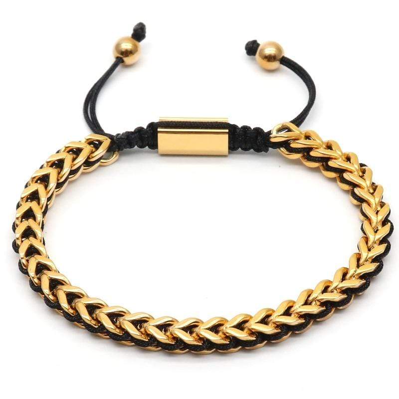 The Camille Hand Woven Womens Bracelets Beaded Unique Leather Bracelets 18cm Gold/Black 