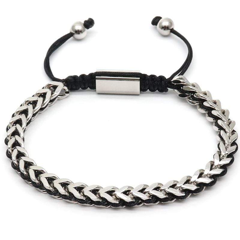 The Camille Hand Woven Womens Bracelets Beaded Unique Leather Bracelets 18cm Silver/Black 