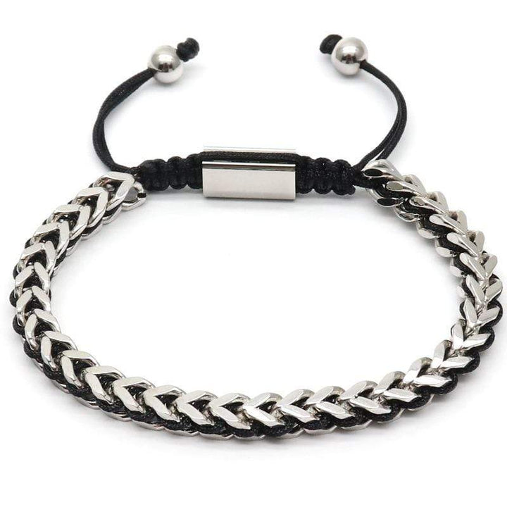 The Camille Hand Woven Womens Bracelets Beaded Unique Leather Bracelets 18cm Silver/Black 